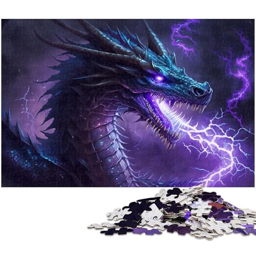 Blitzblauer Drache, Puzzle, 1000 Teile, Kartonpuzzle für Erwachsene, Heimdekoration und Urlaubsspaß, 26 x 38 cm / 10,23 x 14,96 Zoll Blitzblauer Drache, Puzzle, 1000 Teile, Kartonpuzzle für Erwachsene, Heimdekoration und Urlaubsspaß, 26 x 38 cm / 10,23 x 14,96 Zoll von JIANGENNF