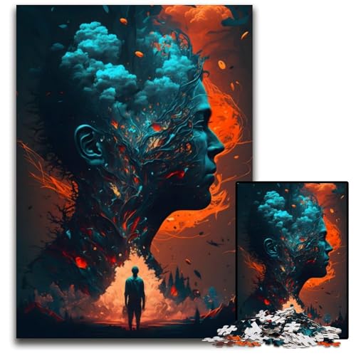 Blowind Mind Jigsaws 1000 Teile für Erwachsene, Puzzle für Erwachsene, interaktives Familienspiel, Gehirn-Herausforderung, Lernspielzeug, 50x75cm/19,68x29,52 Zoll von JIANGENNF