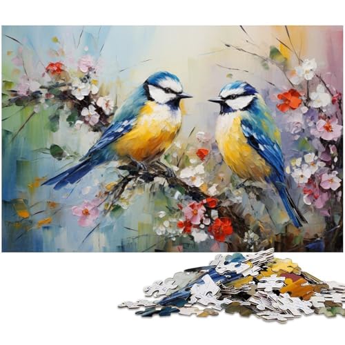 Blumen- und Vogelwelt, 1000-teiliges Puzzle, Holzpuzzle, Denksportaufgabe, Teenager und Heimdekoration, 50 x 75 cm / 19,68 x 29,52 Zoll von JIANGENNF