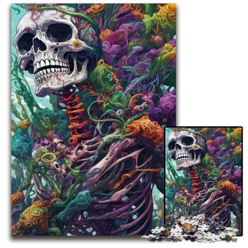 Blumenskelett-Puzzle 1000 Teile für Erwachsene, Puzzle, Eltern, Partner, Freunde – ab 14 Jahren, 26x38cm/10,23x14,96 Zoll von JIANGENNF