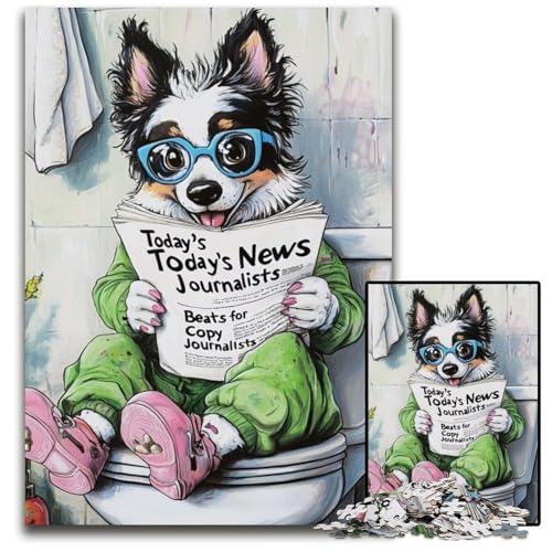 Border Collie Go Toilet Puzzle 1000 Teile für Erwachsene, Holzpuzzle, Spaß für Zuhause, Geburtstagsgeschenk, Reisegeschenk, 50x75cm/19,68x29,52 Zoll Border Collie Go Toilet Puzzle 1000 Teile für Erwachsene, Holzpuzzle, Spaß für Zuhause, Geburtstagsgeschenk, Reisegeschenk, 50x75cm/19,68x29,52 Zoll von JIANGENNF