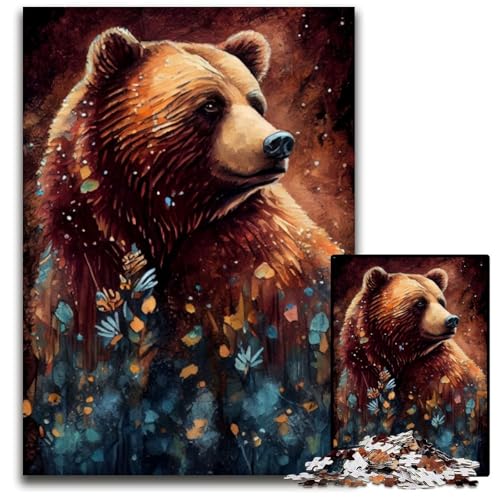 Braunbär-Tuschemalerei-Puzzle, 1000 Teile, Papppuzzle, Weihnachten, Halloween, Ostern, Neujahr, 26x38cm/10,23x14,96 Zoll Braunbär-Tuschemalerei-Puzzle, 1000 Teile, Papppuzzle, Weihnachten, Halloween, Ostern, Neujahr, 26x38cm/10,23x14,96 Zoll von JIANGENNF
