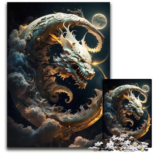 Brave Dragon 1000-teiliges Puzzle, Holzpuzzle für Erwachsene, interaktives Familienspiel, Denksportaufgabe, Lernspielzeug, 50x75cm/19,68x29,52 Zoll von JIANGENNF