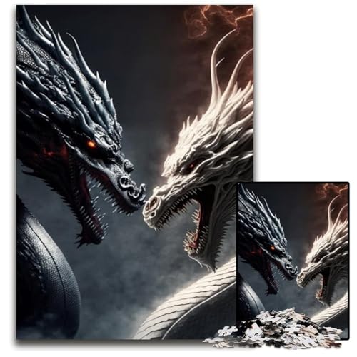 Brave Dragon 1000-teiliges Puzzle, Puzzles für Erwachsene, anspruchsvolles Denkspiel, entspannendes Spielzeug für Teenager, 26x38cm/10,23x14,96 Zoll von JIANGENNF