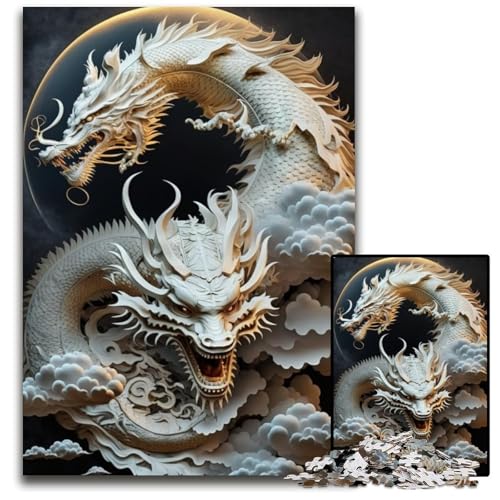 Brave Dragon 1000-teiliges Puzzle aus Pappe für Erwachsene für Reiseliebhaber und Paare, anspruchsvolles Spielzeug 26x38cm/10,23x14,96 Zoll von JIANGENNF