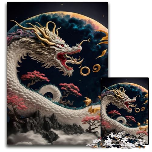 Brave Dragon 1000-teiliges Puzzle aus Pappe für Erwachsene für Reiseliebhaber und Paare, anspruchsvolles Spielzeug 26x38cm/10,23x14,96 Zoll von JIANGENNF