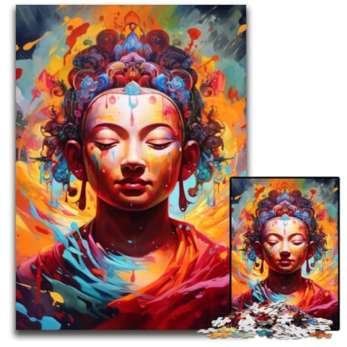 Buddha-Puzzle, 1000 Teile, Holzpuzzle, Weihnachten, Halloween, Ostern, Neujahr, 50x75cm/19,68x29,52 Zoll von JIANGENNF