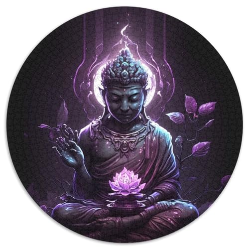 Buddha-Statuen-Puzzle 1000 Teile für Erwachsene, 1000-teiliges rundes Puzzle für Erwachsene, Lernspielzeug für Teenager, Heimbüro-Dekor (Größe 67,5 x 67,5 cm) von JIANGENNF