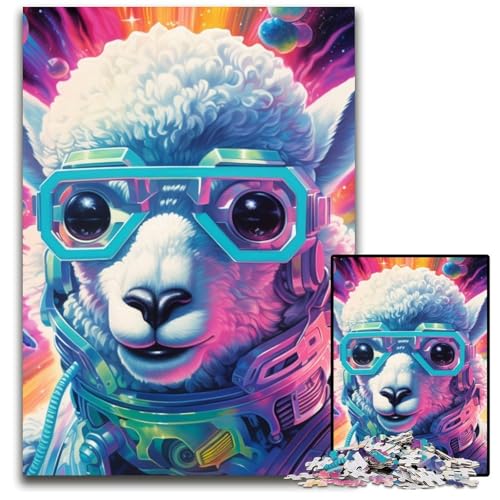 Bunte Alpakas-Puzzles für Erwachsene, 1000 Teile, Papppuzzle, interaktives Familienspiel, Denksportaufgabe, Lernspielzeug, 26x38cm/10,23x14,96 Zoll von JIANGENNF