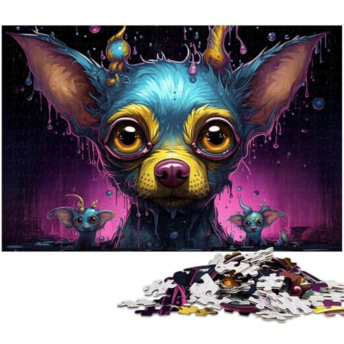 Bunte Chihuahua-Puzzles 1000 Teile für Erwachsene. Schwierige Puzzles für Erwachsene. Herausforderndes Denkspiel – Entspannendes Spielzeug für Teenager. 50 x 75 cm / 19,68 x 29,52 Zoll von JIANGENNF