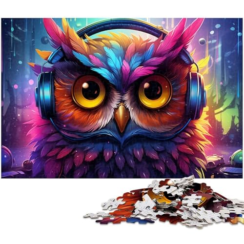 Bunte Eulen-Puzzles 1000 Teile für Erwachsene. Schwierige Puzzles für Erwachsene. Herausforderndes Denkspiel – Entspannendes Spielzeug für Teenager. 50 x 75 cm / 19,68 x 29,52 Zoll von JIANGENNF