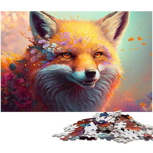 Bunte Fuchs-Puzzles für 1000 Teile, Kartonpuzzles, anspruchsvolles DIY-Denkspiel, perfektes Familienspiel oder dekoratives Geschenk, 26 x 38 cm / 10,23 x 14,96 Zoll von JIANGENNF
