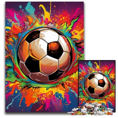 Bunte Fußball-Puzzles für Erwachsene, 1000 unmögliche Puzzles für Erwachsene, ideales DIY-Dekor und Denksport-Geschenk, 26x38cm/10,23x14,96 Zoll von JIANGENNF