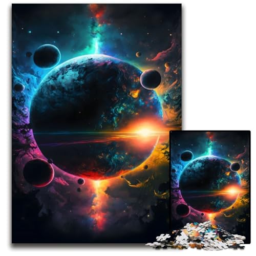 Bunte Galaxie-Puzzles für Erwachsene, 1000 Teile, Puzzles für Erwachsene, anspruchsvolles DIY-Denkspiel für Teenager, 26x38cm/10,23x14,96 Zoll von JIANGENNF