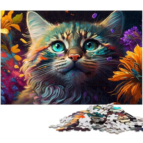Bunte Katze, 1000-teiliges Puzzle für Erwachsene, anspruchsvolles DIY-Denkspiel, perfektes Familienspiel oder dekoratives Geschenk, 26 x 38 cm / 10,23 x 14,96 Zoll Bunte Katze, 1000-teiliges Puzzle für Erwachsene, anspruchsvolles DIY-Denkspiel, perfektes Familienspiel oder dekoratives Geschenk, 26 x 38 cm / 10,23 x 14,96 Zoll von JIANGENNF