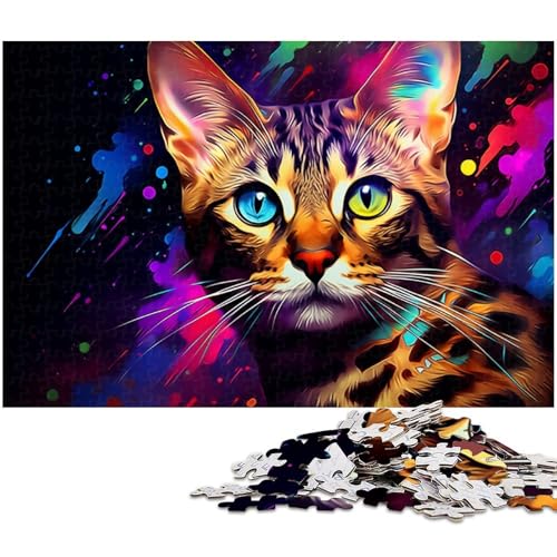 Bunte Katze, 1000-teiliges Puzzle für Erwachsene, anspruchsvolles DIY-Denkspiel, perfektes Familienspiel oder dekoratives Geschenk, 50 x 75 cm / 19,68 x 29,52 Zoll Bunte Katze, 1000-teiliges Puzzle für Erwachsene, anspruchsvolles DIY-Denkspiel, perfektes Familienspiel oder dekoratives Geschenk, 50 x 75 cm / 19,68 x 29,52 Zoll von JIANGENNF