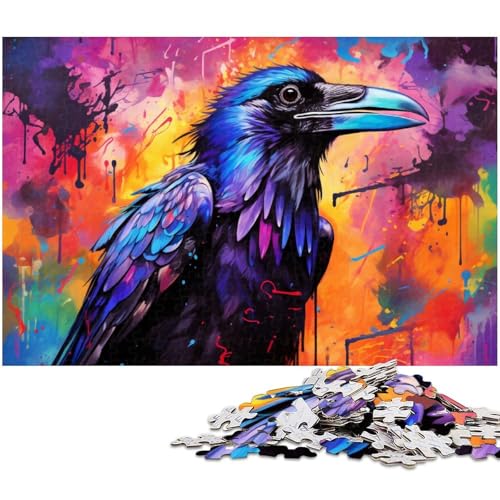 Bunte Krähen-Puzzles 1000 Teile für Erwachsene. Schwierige Puzzles für Erwachsene. Herausforderndes Denkspiel – Entspannendes Spielzeug für Teenager. 50 x 75 cm / 19,68 x 29,52 Zoll von JIANGENNF