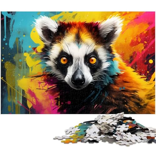 Bunte Lemur-Puzzles 1000 Teile für Erwachsene. Schwierige Puzzles für Erwachsene. Herausforderndes Denkspiel – Entspannendes Spielzeug für Teenager. 50 x 75 cm / 19,68 x 29,52 Zoll von JIANGENNF
