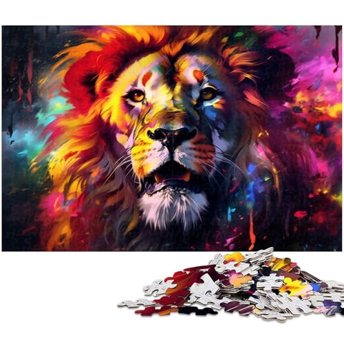 Bunte Löwen-Puzzles für 1000 Teile, Holzpuzzles, anspruchsvolles DIY-Denkspiel, perfektes Familienspiel oder dekoratives Geschenk, 50 x 75 cm / 19,68 x 29,52 Zoll Bunte Löwen-Puzzles für 1000 Teile, Holzpuzzles, anspruchsvolles DIY-Denkspiel, perfektes Familienspiel oder dekoratives Geschenk, 50 x 75 cm / 19,68 x 29,52 Zoll von JIANGENNF