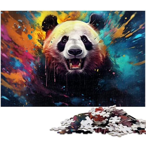 Bunte Panda-Puzzles für 1000 Teile, Holzpuzzles, anspruchsvolles DIY-Denkspiel, perfektes Familienspiel oder dekoratives Geschenk, 50 x 75 cm / 19,68 x 29,52 Zoll von JIANGENNF