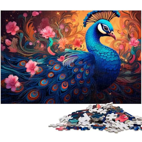 Bunte Pfauen-Puzzles für 1000 Teile, Holzpuzzles, anspruchsvolles DIY-Denkspiel, perfektes Familienspiel oder dekoratives Geschenk, 50 x 75 cm / 19,68 x 29,52 Zoll Bunte Pfauen-Puzzles für 1000 Teile, Holzpuzzles, anspruchsvolles DIY-Denkspiel, perfektes Familienspiel oder dekoratives Geschenk, 50 x 75 cm / 19,68 x 29,52 Zoll von JIANGENNF