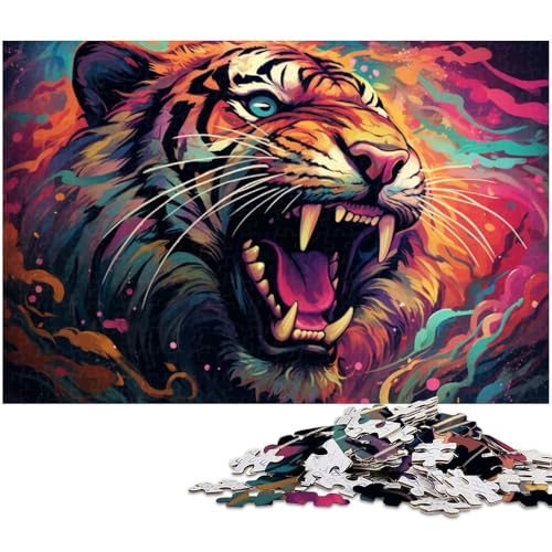 Bunte Tiger-Puzzles für 1000 Teile, Holzpuzzles, anspruchsvolles DIY-Denkspiel, perfektes Familienspiel oder dekoratives Geschenk, 50 x 75 cm / 19,68 x 29,52 Zoll Bunte Tiger-Puzzles für 1000 Teile, Holzpuzzles, anspruchsvolles DIY-Denkspiel, perfektes Familienspiel oder dekoratives Geschenk, 50 x 75 cm / 19,68 x 29,52 Zoll von JIANGENNF