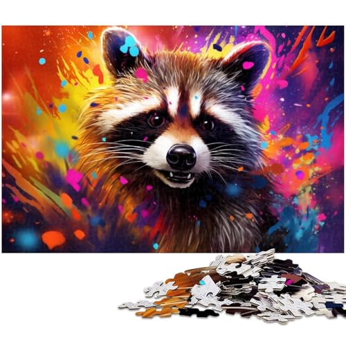 Bunte Waschbär-Puzzles für 1000 Teile, Holzpuzzles, anspruchsvolles DIY-Denkspiel, perfektes Familienspiel oder dekoratives Geschenk, 50 x 75 cm / 19,68 x 29,52 Zoll Bunte Waschbär-Puzzles für 1000 Teile, Holzpuzzles, anspruchsvolles DIY-Denkspiel, perfektes Familienspiel oder dekoratives Geschenk, 50 x 75 cm / 19,68 x 29,52 Zoll von JIANGENNF