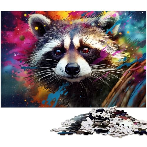 Bunte Waschbär-Puzzles für 1000 Teile, Holzpuzzles, anspruchsvolles DIY-Denkspiel, perfektes Familienspiel oder dekoratives Geschenk, 50 x 75 cm / 19,68 x 29,52 Zoll Bunte Waschbär-Puzzles für 1000 Teile, Holzpuzzles, anspruchsvolles DIY-Denkspiel, perfektes Familienspiel oder dekoratives Geschenk, 50 x 75 cm / 19,68 x 29,52 Zoll von JIANGENNF
