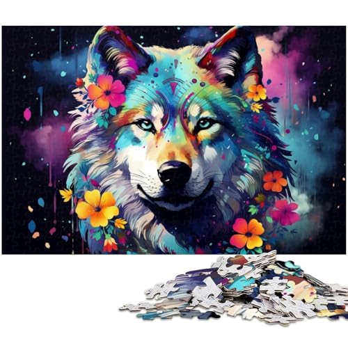 Bunte Wolf-Puzzles 1000 Teile für Erwachsene. Schwierige Puzzles für Erwachsene. Herausforderndes Denkspiel – Entspannendes Spielzeug für Teenager. 50 x 75 cm / 19,68 x 29,52 Zoll von JIANGENNF