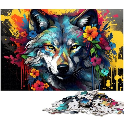 Bunte Wolf-Puzzles für 1000 Teile, Kartonpuzzles, anspruchsvolles DIY-Denkspiel, perfektes Familienspiel oder dekoratives Geschenk, 26 x 38 cm / 10,23 x 14,96 Zoll Bunte Wolf-Puzzles für 1000 Teile, Kartonpuzzles, anspruchsvolles DIY-Denkspiel, perfektes Familienspiel oder dekoratives Geschenk, 26 x 38 cm / 10,23 x 14,96 Zoll von JIANGENNF