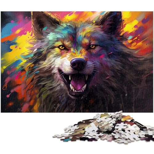 Bunte Wolf-Puzzles für Erwachsene, 1000 Teile, interaktives Familienspiel, Heimdekoration zum Selbermachen, Denksport-Geschenk, 26 x 38 cm / 10,23 x 14,96 Zoll von JIANGENNF