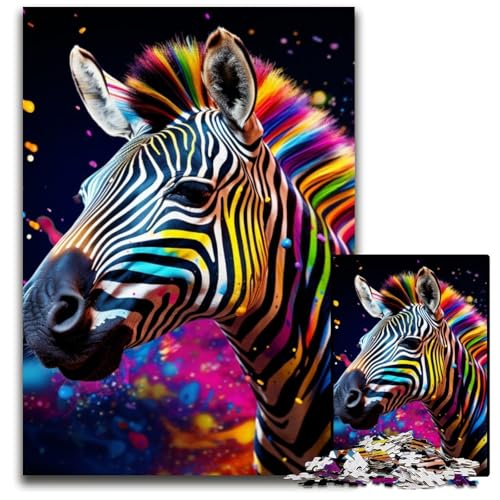 Bunte Zebras-Puzzles für Erwachsene, 1000 Teile, Holzpuzzle, interaktives Familienspiel, Denksportaufgabe, Lernspielzeug, 50x75cm/19,68x29,52 Zoll Bunte Zebras-Puzzles für Erwachsene, 1000 Teile, Holzpuzzle, interaktives Familienspiel, Denksportaufgabe, Lernspielzeug, 50x75cm/19,68x29,52 Zoll von JIANGENNF