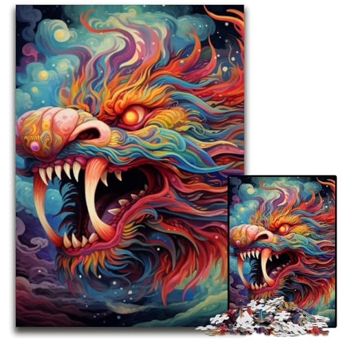 Bunte chinesische Drachen-Puzzles für Erwachsene, 1000 Puzzles aus Pappe, Denkspiel, interaktives Familienspiel, geeignet für Kinder ab 14 Jahren, 26x38cm/10,23x14,96 Zoll von JIANGENNF