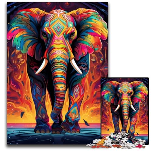 Bunter Elefant, 1000-teiliges Puzzle, anspruchsvolle Puzzles, interaktives Familienspiel, Denksportaufgabe, Lernspielzeug, 50x75cm/19,68x29,52 Zoll Bunter Elefant, 1000-teiliges Puzzle, anspruchsvolle Puzzles, interaktives Familienspiel, Denksportaufgabe, Lernspielzeug, 50x75cm/19,68x29,52 Zoll von JIANGENNF