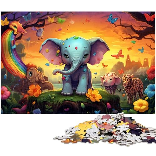 Bunter Elefant, 1000-teiliges Puzzle für Erwachsene, Heimaktivität für Feiertage, Geburtstage und Familienspieleabende, 26 x 38 cm / 10,23 x 14,96 Zoll Bunter Elefant, 1000-teiliges Puzzle für Erwachsene, Heimaktivität für Feiertage, Geburtstage und Familienspieleabende, 26 x 38 cm / 10,23 x 14,96 Zoll von JIANGENNF