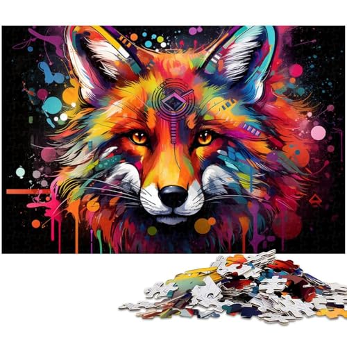Bunter Fuchs, 1000-teiliges Puzzle aus Holz, kreatives Familienspiel und Heimdekoration, Teenager, 50 x 75 cm / 19,68 x 29,52 Zoll Bunter Fuchs, 1000-teiliges Puzzle aus Holz, kreatives Familienspiel und Heimdekoration, Teenager, 50 x 75 cm / 19,68 x 29,52 Zoll von JIANGENNF