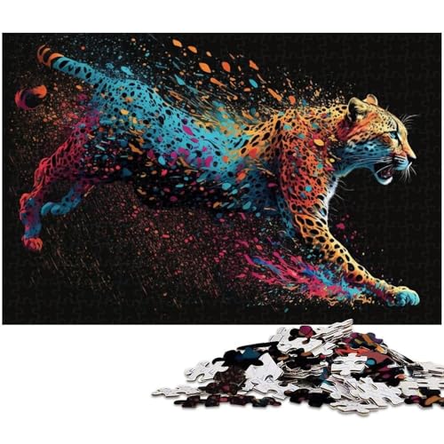 Bunter Gepard, 1000-teiliges Puzzle, Holzpuzzle, entspannende Unterhaltung, Heimdekoration, 50 x 75 cm / 19,68 x 29,52 Zoll Bunter Gepard, 1000-teiliges Puzzle, Holzpuzzle, entspannende Unterhaltung, Heimdekoration, 50 x 75 cm / 19,68 x 29,52 Zoll von JIANGENNF