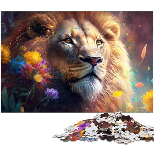 Bunter Löwe, 1000-teiliges Puzzle, Holzpuzzle, Denksportaufgabe, Teenager und Heimdekoration, 50 x 75 cm / 19,68 x 29,52 Zoll Bunter Löwe, 1000-teiliges Puzzle, Holzpuzzle, Denksportaufgabe, Teenager und Heimdekoration, 50 x 75 cm / 19,68 x 29,52 Zoll von JIANGENNF