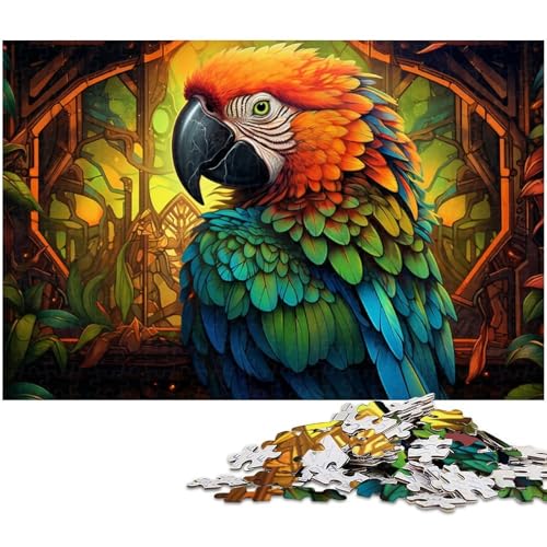 Bunter Papagei, 1000-teiliges Puzzle für Erwachsene, Holzpuzzle, Entspannung und Herausforderung, farbenfrohe Heimdekorationskunst, Freunde, 50 x 75 cm / 19,68 x 29,52 Zoll von JIANGENNF