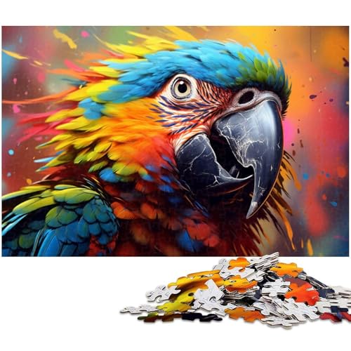 Bunter Papagei 1000-teiliges Puzzle aus Holz, DIY-Dekoration, Gehirn-Herausforderung, für Erwachsene, Familie, 50 x 75 cm / 19,68 x 29,52 Zoll von JIANGENNF