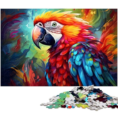 Bunter Papagei 1000-teiliges Puzzle aus Holz, DIY-Dekoration, Gehirn-Herausforderung, für Erwachsene, Familie, 50 x 75 cm / 19,68 x 29,52 Zoll von JIANGENNF