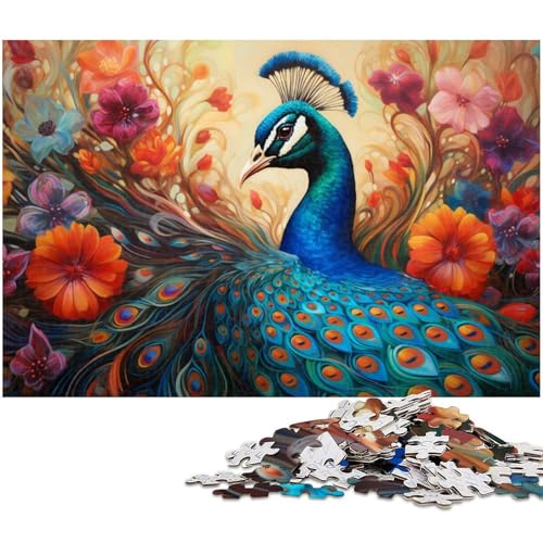 Bunter Pfau, 1000-teiliges Puzzle, Holzpuzzle, Denksportaufgabe, Teenager und Heimdekoration, 50 x 75 cm / 19,68 x 29,52 Zoll Bunter Pfau, 1000-teiliges Puzzle, Holzpuzzle, Denksportaufgabe, Teenager und Heimdekoration, 50 x 75 cm / 19,68 x 29,52 Zoll von JIANGENNF
