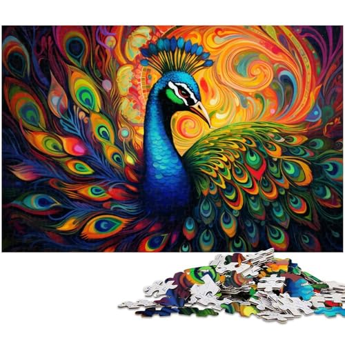Bunter Pfau, 1000-teiliges Puzzle, Holzpuzzle, Denksportaufgabe, Teenager und Heimdekoration, 50 x 75 cm / 19,68 x 29,52 Zoll Bunter Pfau, 1000-teiliges Puzzle, Holzpuzzle, Denksportaufgabe, Teenager und Heimdekoration, 50 x 75 cm / 19,68 x 29,52 Zoll von JIANGENNF
