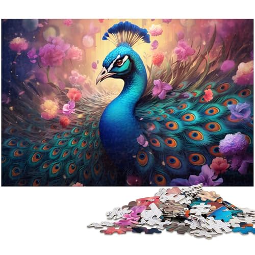 Bunter Pfau, 1000-teiliges Puzzle, Holzpuzzle, entspannende Unterhaltung, Heimdekoration, 50 x 75 cm / 19,68 x 29,52 Zoll Bunter Pfau, 1000-teiliges Puzzle, Holzpuzzle, entspannende Unterhaltung, Heimdekoration, 50 x 75 cm / 19,68 x 29,52 Zoll von JIANGENNF