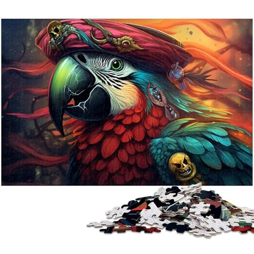 Bunter Piratenschiff-Papagei, 1000-Teile-Puzzle für Erwachsene, Puzzle, ideal für Familienspaß, Entspannung, 26 x 38 cm / 10,23 x 14,96 Zoll von JIANGENNF