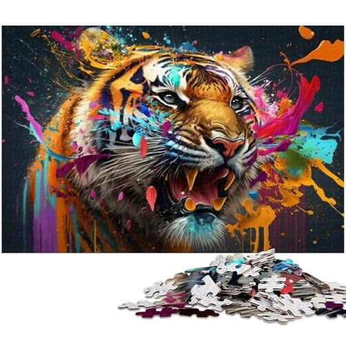Bunter Tiger, 1000-teiliges Puzzle für Erwachsene, Heimaktivität für Feiertage, Geburtstage und Familienspieleabende, 26 x 38 cm / 10,23 x 14,96 Zoll Bunter Tiger, 1000-teiliges Puzzle für Erwachsene, Heimaktivität für Feiertage, Geburtstage und Familienspieleabende, 26 x 38 cm / 10,23 x 14,96 Zoll von JIANGENNF