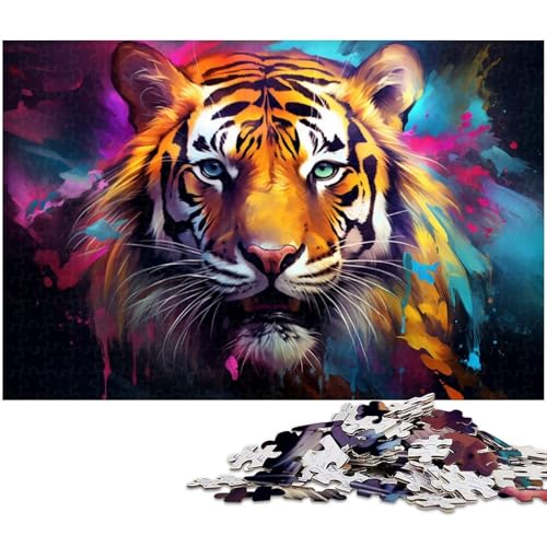 Bunter Tiger, 1000-teiliges Puzzle für Erwachsene, ideal für Familienspaß, Entspannung, 50 x 75 cm / 19,68 x 29,52 Zoll Bunter Tiger, 1000-teiliges Puzzle für Erwachsene, ideal für Familienspaß, Entspannung, 50 x 75 cm / 19,68 x 29,52 Zoll von JIANGENNF