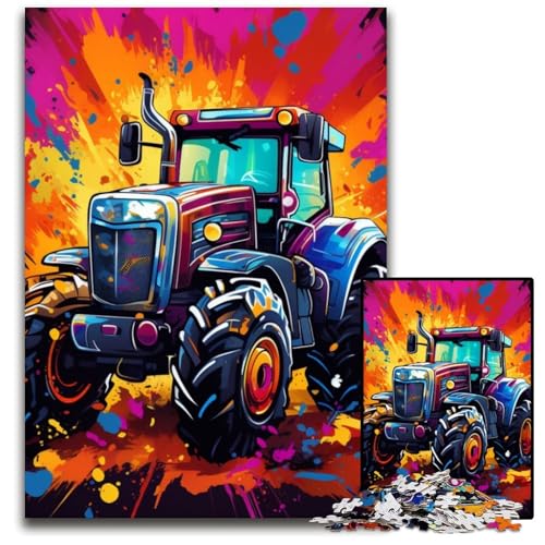 Bunter Traktor, 1000-teiliges Puzzle, anspruchsvolle Puzzles, interaktives Familienspiel, Denksportaufgabe, Lernspielzeug, 26x38cm/10,23x14,96 Zoll Bunter Traktor, 1000-teiliges Puzzle, anspruchsvolle Puzzles, interaktives Familienspiel, Denksportaufgabe, Lernspielzeug, 26x38cm/10,23x14,96 Zoll von JIANGENNF