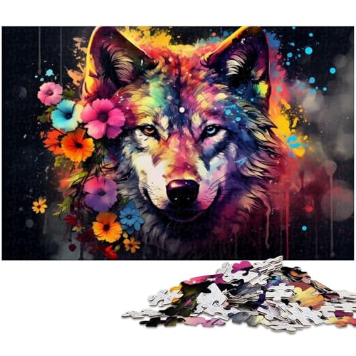 Bunter Wolf, 1000-teiliges Puzzle für Erwachsene, anspruchsvolles DIY-Denkspiel, perfektes Familienspiel oder dekoratives Geschenk, 50 x 75 cm / 19,68 x 29,52 Zoll Bunter Wolf, 1000-teiliges Puzzle für Erwachsene, anspruchsvolles DIY-Denkspiel, perfektes Familienspiel oder dekoratives Geschenk, 50 x 75 cm / 19,68 x 29,52 Zoll von JIANGENNF