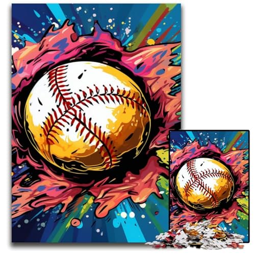 Buntes Baseball-Puzzle für Erwachsene, 1000 Teile, Holzpuzzle, interaktives Familienspiel, Denksportaufgabe, Lernspielzeug, 50x75cm/19,68x29,52 Zoll Buntes Baseball-Puzzle für Erwachsene, 1000 Teile, Holzpuzzle, interaktives Familienspiel, Denksportaufgabe, Lernspielzeug, 50x75cm/19,68x29,52 Zoll von JIANGENNF